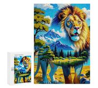 300 PCS Puzzles pour Adolescents Lion Landscape Animal Puzzle, Jouet, Décoration Murale, Difficile, Original, Cadeaux d'anniversaire Et De Noël 300 PCS