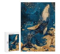 300 PCS Puzzles pour Adolescents Majestic Gold Whale Puzzle pour Adultes : Jeu De Rapidité Manuelle pour Anniversaire, Noël 300 PCS