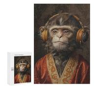 300 PCS Puzzles pour Adolescents Monkey with Headphones Fashionable Puzzles pour Adultes Assemblage De Motifs Stimule Le Cerveau Jeux Et Jouets Stimulants 300 PCS