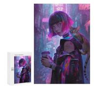 300 PCS Puzzles pour Adolescents Neon Street Cat Puzzles pour Adultes - Jeu Difficile Et Stimulant À Compléter - Jouets De Jeu Stimulants 300 PCS