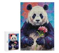 300 PCS Puzzles pour Adolescents Panda with Flower Painting Puzzle, Jouet, Décoration Murale, Difficile, Original, Cadeaux d'anniversaire Et De Noël 300 PCS