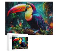 300 PCS Puzzles pour Adolescents Rainbow Toucan in Enchanted Forest Jeux De Puzzle Relaxants, Amusants Et Humoristiques : des Cadeaux d'anniversaire Et De Noël Uniques 300 PCS