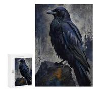 300 PCS Puzzles pour Adolescents Raven Perched on Rock Digital Art Puzzle pour Adultes : Jeu De Rapidité Manuelle pour Anniversaire, Noël 300 PCS