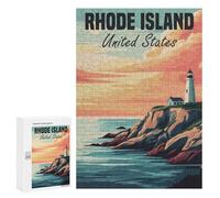 300 PCS Puzzles pour Adolescents Rhode Island Lighthouse Sunset Puzzles pour Adultes Jeux Relaxants Assemblage De Motifs Interaction Parent-Enfant 300 PCS