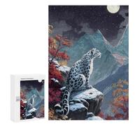300 PCS Puzzles pour Adolescents Snow Leopard Moonlit Mountain Scene Puzzles pour Adultes - Jeu Difficile Et Stimulant À Compléter - Jouets De Jeu Stimulants 300 PCS