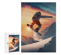 300 PCS Puzzles pour Adolescents Snowboarder's Sunset Leap Puzzles pour Adultes, Jeu Familial D'analyse Et De Logique, Cadeaux Anti-Stress 300 PCS