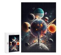 300 PCS Puzzles pour Adolescents Space Scene with Planets Casse-têtes pour Adultes, Jeux De Réflexion, Analyse Et Logique, Cadeaux De Noël Et d'anniversaire 300 PCS