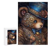300 PCS Puzzles pour Adolescents Steampunk Teddy Bear Art Print Puzzles pour Adultes Assemblage De Motifs Stimule Le Cerveau Jeux Et Jouets Stimulants 300 PCS