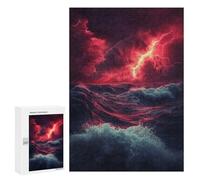 300 PCS Puzzles pour Adolescents Stormy Sea with Lightning Strikes Puzzles pour Adultes - Jeu Difficile Et Stimulant À Compléter - Jouets De Jeu Stimulants 300 PCS