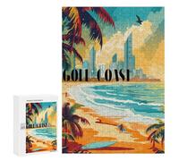 300 PCS Puzzles pour Adolescents Surfing Gold Coast Puzzle, Jouet, Décoration Murale, Difficile, Original, Cadeaux d'anniversaire Et De Noël 300 PCS