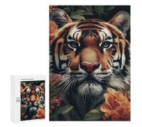300 PCS Puzzles pour Adolescents Tiger Face Floral Animal Puzzles pour Adultes Jeux Relaxants Assemblage De Motifs Interaction Parent-Enfant 300 PCS