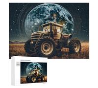 300 PCS Puzzles pour Adolescents Tractor on Mars with Earth in Background Puzzles pour Adultes Jouets Anti-Stress Défi Difficile Cadeaux Et Anniversaires Uniques 300 PCS