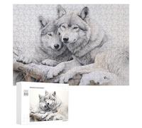 300 PCS Puzzles pour Adolescents Two Wolves Resting in Snow Puzzles pour Adultes, Jeu Familial D'analyse Et De Logique, Cadeaux Anti-Stress 300 PCS