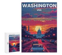300 PCS Puzzles pour Adolescents Washington DC Puzzles pour Adultes Jeux Relaxants Assemblage De Motifs Interaction Parent-Enfant 300 PCS