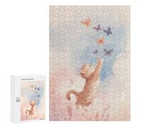 300 PCS Puzzles pour Adolescents Watercolor Cat Chasing Butterflies Puzzle, Jouet, Décoration Murale, Difficile, Original, Cadeaux d'anniversaire Et De Noël 300 PCS