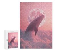300 PCS Puzzles pour Adolescents Whale in The Pink Sky Puzzles pour Adultes Jeux Relaxants Assemblage De Motifs Interaction Parent-Enfant 300 PCS