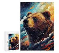 300 PCS Puzzles pour Adolescents Wild Bear Art Print Puzzles pour Adultes - Jeu Difficile Et Stimulant À Compléter - Jouets De Jeu Stimulants 300 PCS