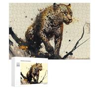 300 PCS Puzzles pour Adolescents Wild Leopard in Action Jeux De Puzzle Relaxants, Amusants Et Humoristiques : des Cadeaux d'anniversaire Et De Noël Uniques 300 PCS