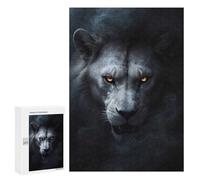 300 PCS Puzzles pour Adolescents Wild Withe Lion Halloween Puzzle pour Adultes : Jeu De Rapidité Manuelle pour Anniversaire, Noël 300 PCS