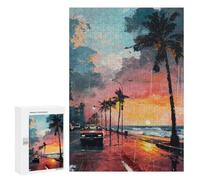 300 PCS Puzzles pour Adultes Beachside Sunset Drive Analyse Et Logique du Jeu De Puzzle Familial Interaction Parent-Enfant 300 PCS
