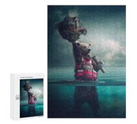 300 PCS Puzzles pour Adultes Bear Floating Island Life Jacket Analyse Et Logique du Jeu De Puzzle Familial Interaction Parent-Enfant 300 PCS