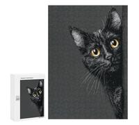 300 PCS Puzzles pour Adultes Black Cat Peeking Puzzle pour Adolescents Cadeau d'anniversaire Difficile Et Stimulant Cadeaux d'anniversaire Et De Noël Uniques 300 PCS