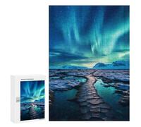 300 PCS Puzzles pour Adultes Blue Northern Lights Lake Analyse Et Logique du Jeu De Puzzle Familial Interaction Parent-Enfant 300 PCS