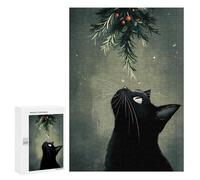 300 PCS Puzzles pour Adultes Christmas Black Cat Analyse Et Logique du Jeu De Puzzle Familial Interaction Parent-Enfant 300 PCS