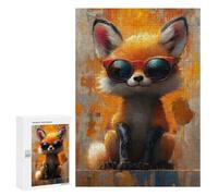 300 PCS Puzzles pour Adultes Cool Fox in Sunglasses Analyse Et Logique du Jeu De Puzzle Familial Interaction Parent-Enfant 300 PCS