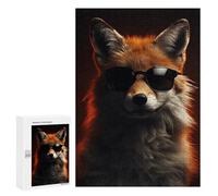 300 PCS Puzzles pour Adultes Cool Fox with Sunglasses Analyse Et Logique du Jeu De Puzzle Familial Interaction Parent-Enfant 300 PCS