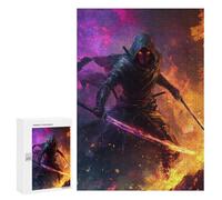 300 PCS Puzzles pour Adultes Dark Warrior with Glowing Eyes Puzzle pour Adolescents Cadeau d'anniversaire Difficile Et Stimulant Cadeaux d'anniversaire Et De Noël Uniques 300 PCS