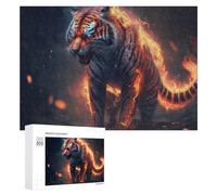 300 PCS Puzzles pour Adultes Flaming Tiger Digital Artwork -2 Puzzle Anti-Stress, Jouet Cadeau pour Femmes, Difficile Et Stimulant 300 PCS