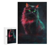 300 PCS Puzzles pour Adultes Glowing Neon Cat Art Print-9 Puzzle pour Adolescents Cadeau d'anniversaire Difficile Et Stimulant Cadeaux d'anniversaire Et De Noël Uniques 300 PCS