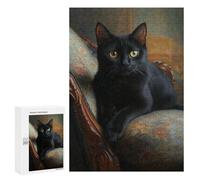 300 PCS Puzzles pour Adultes Gothic Black Cat Portrait Puzzle pour Adolescents Cadeau d'anniversaire Difficile Et Stimulant Cadeaux d'anniversaire Et De Noël Uniques 300 PCS