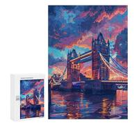 300 PCS Puzzles pour Adultes London Bridge Sunset Puzzle pour Adolescents Cadeau d'anniversaire Difficile Et Stimulant Cadeaux d'anniversaire Et De Noël Uniques 300 PCS