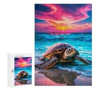 300 PCS Puzzles pour Adultes Majestic Sea Turtle at Sunset Analyse Et Logique du Jeu De Puzzle Familial Interaction Parent-Enfant 300 PCS