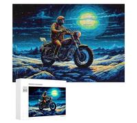 300 PCS Puzzles pour Adultes Motorcycle Ride Under The Moonlight Puzzle Anti-Stress, Jouet Cadeau pour Femmes, Difficile Et Stimulant 300 PCS