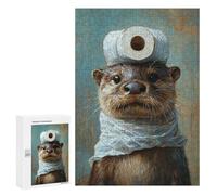 300 PCS Puzzles pour Adultes Otter with Toilet Paper Roll on Head-2 Puzzle pour Adolescents Cadeau d'anniversaire Difficile Et Stimulant Cadeaux d'anniversaire Et De Noël Uniques 300 PCS