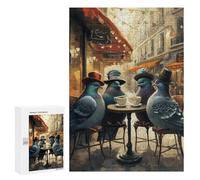 300 PCS Puzzles pour Adultes Pigeons at A Parisian Cafe Analyse Et Logique du Jeu De Puzzle Familial Interaction Parent-Enfant 300 PCS
