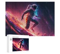 300 PCS Puzzles pour Adultes Puzzle Astronaut Surfing in Space -2 Jeux Relaxants Puzzle Une Œuvre d'art Cadeaux De Noël Et d'anniversaire 300 PCS