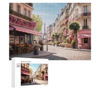 300 PCS Puzzles pour Adultes Puzzle Charming Parisian Street with Eiffel Tower View Jeux Relaxants Puzzle Une Œuvre d'art Cadeaux De Noël Et d'anniversaire 300 PCS