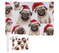 300 PCS Puzzles pour Adultes Puzzle Christmas Pug Collection -2 Jeux Relaxants Puzzle Une Œuvre d'art Cadeaux De Noël Et d'anniversaire 300 PCS