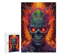 300 PCS Puzzles pour Adultes Puzzle Flaming Skull Artwork -7 Jeux Relaxants Puzzle Une Œuvre d'art Cadeaux De Noël Et d'anniversaire 300 PCS