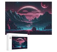 300 PCS Puzzles pour Adultes Puzzle Neon Mountains A Futuristic Journey Jeux Relaxants Puzzle Une Œuvre d'art Cadeaux De Noël Et d'anniversaire 300 PCS