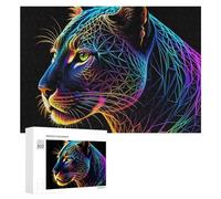 300 PCS Puzzles pour Adultes Puzzle Neon Panther Art Print Jeux Relaxants Puzzle Une Œuvre d'art Cadeaux De Noël Et d'anniversaire 300 PCS