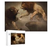 300 PCS Puzzles pour Adultes Puzzle Two Lions in Intense Battle Jeux Relaxants Puzzle Une Œuvre d'art Cadeaux De Noël Et d'anniversaire 300 PCS