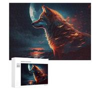 300 PCS Puzzles pour Adultes Puzzle Wolf Under The Moonlit Sky -1 Jeux Relaxants Puzzle Une Œuvre d'art Cadeaux De Noël Et d'anniversaire 300 PCS