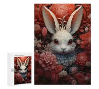 300 PCS Puzzles pour Adultes Rabbit Red Flowers Analyse Et Logique du Jeu De Puzzle Familial Interaction Parent-Enfant 300 PCS