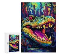 300 PCS Puzzles pour Adultes Rainbow Crocodile in The Jungle Puzzle Anti-Stress, Jouet Cadeau pour Femmes, Difficile Et Stimulant 300 PCS