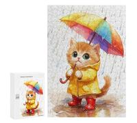 300 PCS Puzzles pour Adultes Rainy Day Kitten-8 Puzzle pour Adolescents Cadeau d'anniversaire Difficile Et Stimulant Cadeaux d'anniversaire Et De Noël Uniques 300 PCS